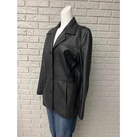 Franklin Allen Women’s Black Long Sleeve Leather Jacket Size M - Picture 3 of 8